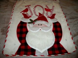 New Santa Claus Joy Table Runner 13 X 72 Embroidered Birds Buffalo Plaid Holiday - £19.69 GBP