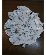 Vtg HM Ceramic White w/Red Green Speckles Leaf Dish Catch-All 10.5”X9” E... - £7.47 GBP