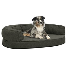 Ergonomic Dog Bed Mattress 90x64 cm Linen Look Fleece Dark Grey - £79.39 GBP
