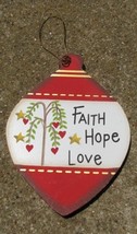 wd852 - Faith Hope Love Wood Ball Ornament  - £1.56 GBP