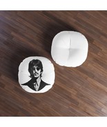 Round Black and White Tufted Floor Pillow, Beatles Ringo Starr Portrait,... - £74.28 GBP+
