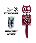 RUBY RED KIT CAT CLOCK 15.5&quot; Glitter MADE IN USA Free Battery Kit-Cat Kl... - $111.67 CAD