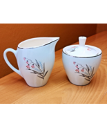 Sears VTG Harmony House China Coral Bell Creamer  &amp; Sugar Bowl Set  Ligh... - €42,12 EUR