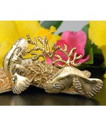 Manatee Sea Cow Brooch Pin Tropical Mixed Metals Hand Crafted Figural - £63.76 GBP