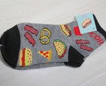 Foodie Socks pizza bacon hot dogs burger women ankle one size NEW gray b... - $4.94