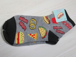 Foodie Socks pizza bacon hot dogs burger women ankle one size NEW gray black red - £3.97 GBP