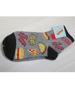Foodie Socks pizza bacon hot dogs burger women ankle one size NEW gray b... - £3.94 GBP