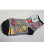 Foodie Socks pizza bacon hot dogs burger women ankle one size NEW gray b... - £3.88 GBP