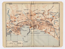 1926 Original Vintage City Map Of Cannes / Cote D&#39;azur / France - £16.85 GBP