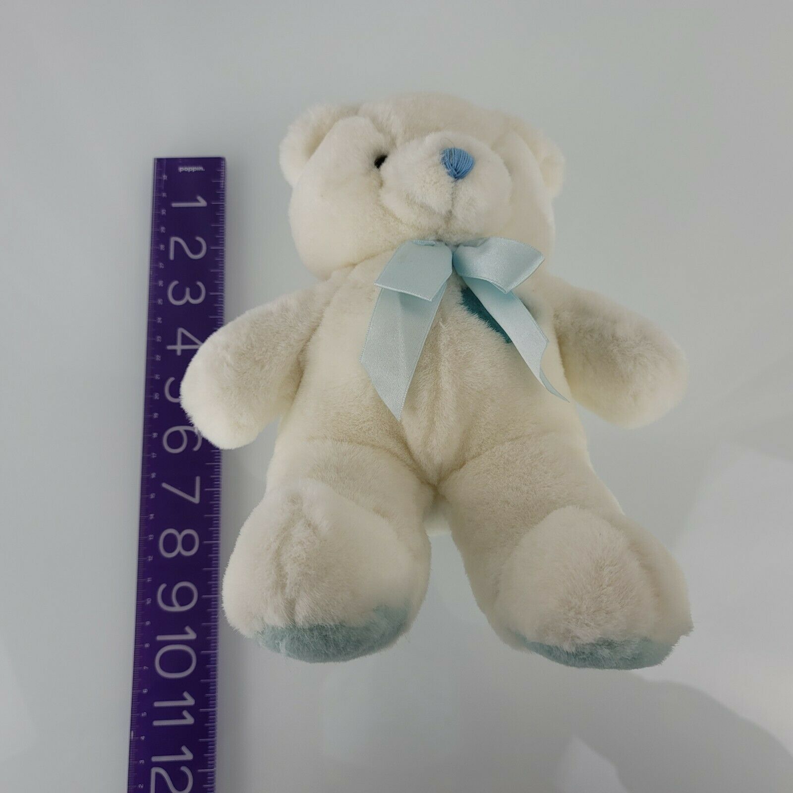 Small Fry Designs Stuffed Plush White Teddy Bear Musical Wind Up Blue Heart  Item image 2