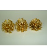 Vintage Mod Metal Pine Cone Candle Holders Shelf display Gold tone Heavy - £15.60 GBP