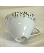 Czechoslovakia Porcelain White Cup Gold Abstract Designs - £10.19 GBP