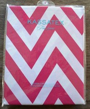 Kassatex Pink Berry &amp; White Zig Zag Chevron Cotton Shower Curtain - £25.65 GBP