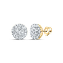 14kt Yellow Gold Mens Round Diamond Cluster Earrings 1-5/8 Cttw - £1,197.05 GBP