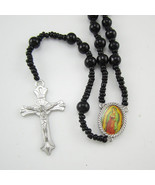 12pcs of 6mm Christianity Black Glass Beads Rosary Necklace - £25.31 GBP