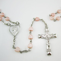 12pcs of Pink Plastic Heart Shaped Beads Rosary Necklace - £21.87 GBP