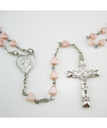 12pcs of Pink Plastic Heart Shaped Beads Rosary Necklace - £21.81 GBP