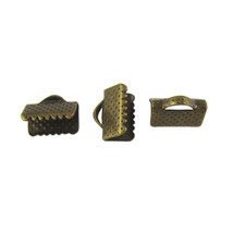 200pcs of 10mm Bronze Fastener Clasps Textured Crimp End Clamps Claw Lock - £13.46 GBP