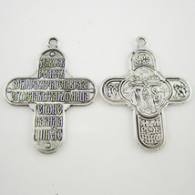100pcs of Metal Alloy Jesus Crucifix Cross Rosary Parts Centers Pendants - $24.29