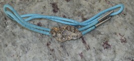 Unusual Bolo Tie with Blue Cord &amp; Gray Shades for the Stone, 18” long - £10.37 GBP