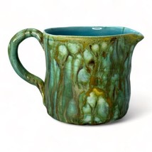 Drip Glaze Pottery Mug Hand Thrown Studio Art Stoneware Pitcher Green Blue Brown - £38.98 GBP