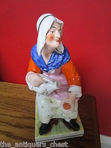 Antique Staffordshite England sculpture figurine of a lady pourring tea on cup - £138.91 GBP
