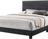 Glory Furniture Suffolk Velvet Upholstered King Bed in Black - £434.26 GBP
