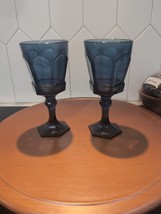 Fostoria Virginia Dark Blue Wine Goblet Set, 7&quot; Tall, 6 Oz, Vintage Stem... - $19.80