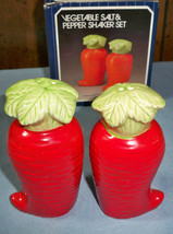 Vintage Veggie Ceramic Carrot Salt and Pepper Shakers - $7.00