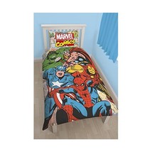 Character World Single Disney Marvel Comics Justice Panel Duvet Set, Multi-Colou - £43.45 GBP