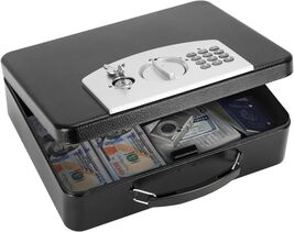 Stylish Black Metal Safe Box with Digital Lock - Perfect for Home and Tr... - $98.95