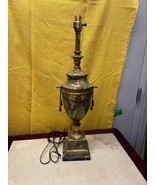 Vintage faux green marble Grecian urn style table lamp marble base - £58.42 GBP
