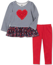 Kids Headquarters Infant Girls Floral Heart Tunic And Leggings Set, 12 M... - £15.56 GBP