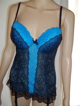 Frederick&#39;s of Hollywood Womans&#39;Corset with Garters-Size: Medium-Blue/Bl... - £12.53 GBP