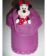 Minnie Mouse Disney Parks Child&#39;s Hat w/Attachable Minnie-Pinkw/Hearts&amp;S... - £8.76 GBP