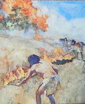 An item in the Everything Else category: Burning off the Chaparral by Greg Harlin. Color Illustration, scarce print art