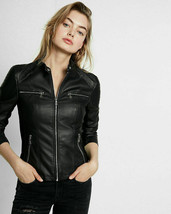Paula Black Leather Jacket for Women Biker Moto Size S M L XL XXL L19 - $69.29+