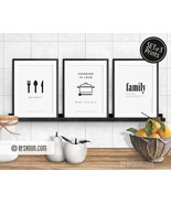 Set of 3 Trend Prints, Bon Appetit, Cooking is Love, Family, Minimal Pri... - $30.00+