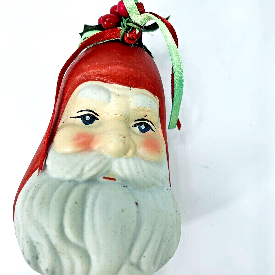 Primary image for Old World Ceramic Santa Face Beard Head Christmas Tree Ornament 3.5 Used Vintage