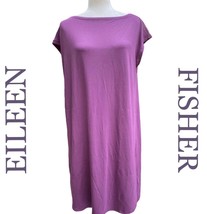 EILEEN FISHER Dress Size M Twist Back Curan Bateau Neck Purple tunic shi... - $62.77