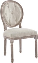 French Vintage Tufted Upholstered Fabric Dining Side Chair In Beige From Modway. - £154.21 GBP