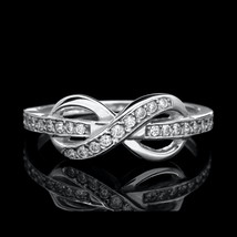 0.50CT Simulated Diamond Infinity Ring 14K White Gold Plated Ladies Fancy Band - £71.97 GBP