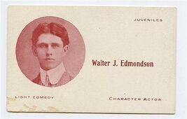 Walter J Edmondson Character Actor Photo Business Card 1900's - $11.88
