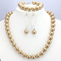 Popular Christmas Gift Women Girls 12mm Gold-Color Round Shell  Beads Necklace B - £18.92 GBP