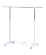 Standing Adjustable Rolling Garment Rack Metal Chrome White - $24.74