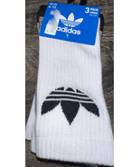 Adidas ~ Mens 3-Pair Crew Trefoil Socks White Polyester Blend ~ Size 6-12 - $31.12 CAD
