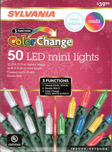 Sylvania V75265-63 50CT 3-FUNCTION Color Change Mini Led 12&#39; Green String - New! - £23.24 GBP