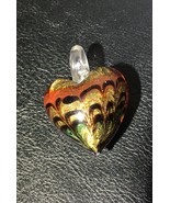 Black &amp; Gold Sparkle Glass Heart Pendant - £3.59 GBP