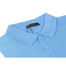 Men PRINCELY Soft Merinos Wool Sweater Knits Lightweight Polo 1011-40 Sky Blue image 1