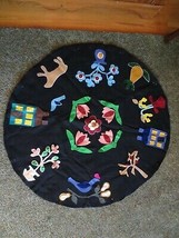 Colorful APPLIQUED Black Felt HOLIDAY TABLE COVER to Complete - 36&quot; Diam... - £19.91 GBP